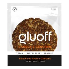 Gluoff Bolacha Aveia Cânhamo Canela Gengibre Bio 45G